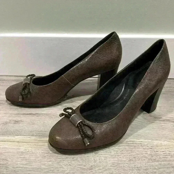 Geox Respira High Heels Annya Leather Shoes Brown Pumps Size EU 39.5 US 9 - Picture 6 of 8